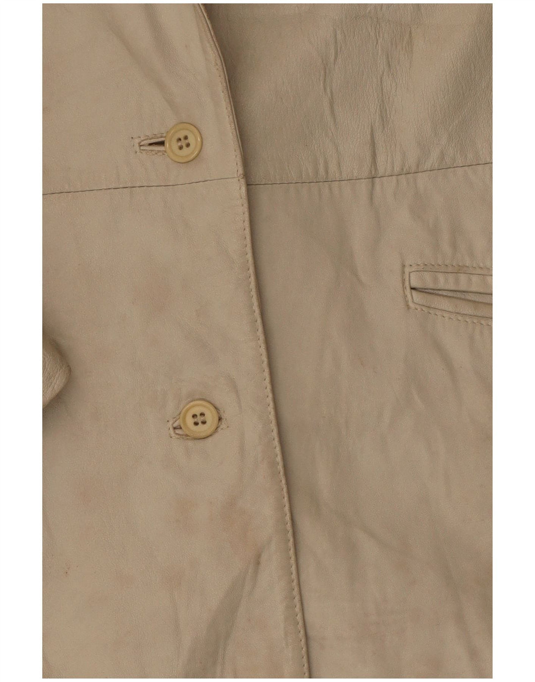 Jaqueta blazer feminina de couro com 2 botões Marcos IT 44 couro bege médio