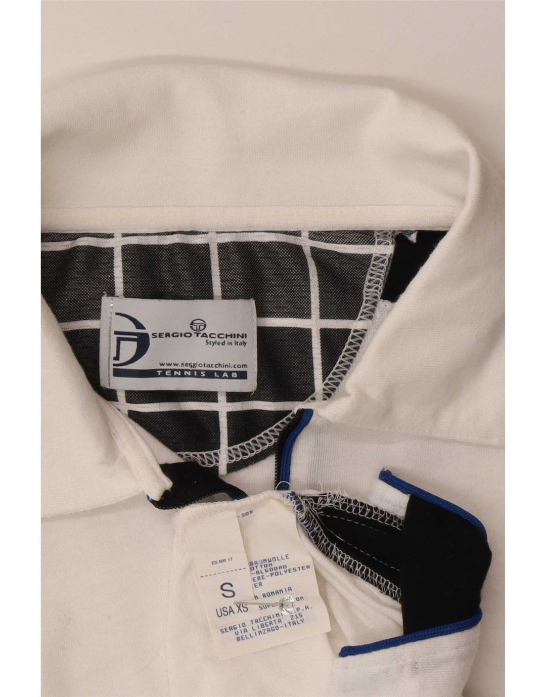 Camisa polo masculina Sergio Tacchini pequena branca de algodão colorblock