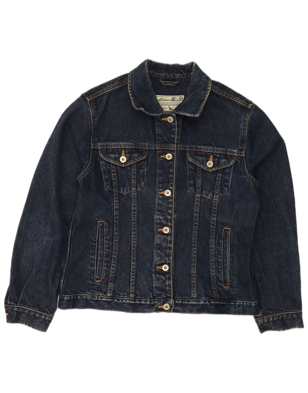 Jaqueta jeans feminina EDDIE BAUER Reino Unido 14 algodão azul marinho médio
