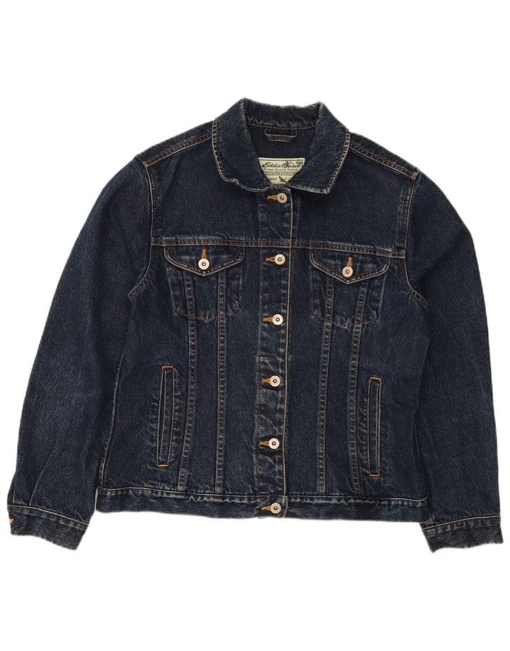 Jaqueta jeans feminina EDDIE BAUER Reino Unido 14 algodão azul marinho médio