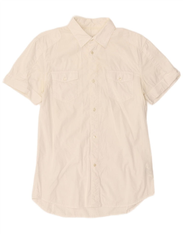 Camisa masculina diesel de manga curta de algodão branco médio
