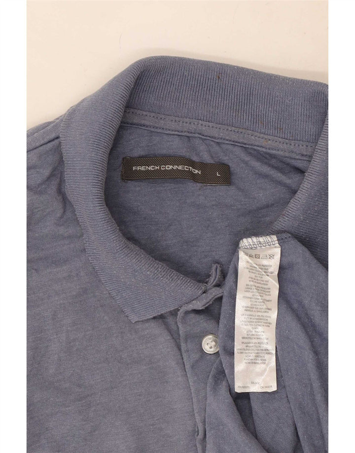 Camisa polo masculina French Connection grande algodão azul