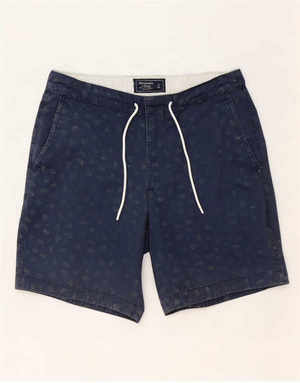 Abercrombie & Fitch Mens Chino Shorts Pequeno W29 Azul Marinho Paisley Algodão