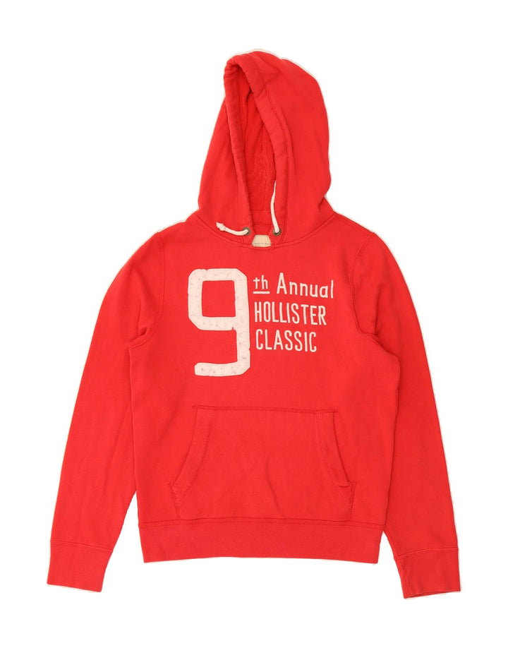 HOLLISTER Mens Graphic Hoodie Jumper Large Red Cotton Vintage Hollister and Second-Hand Hollister from Messina Hembry 