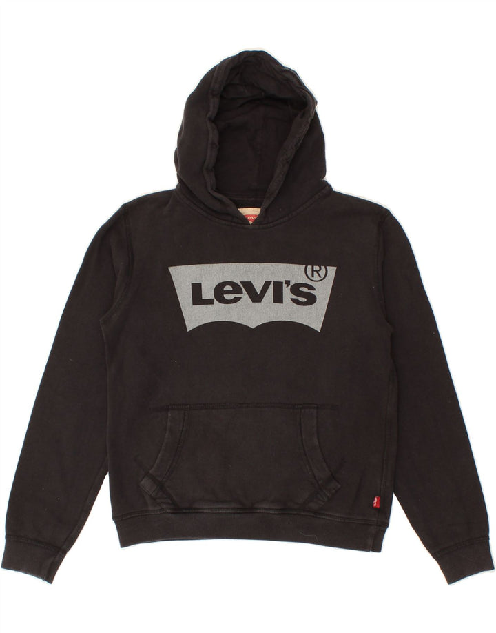 LEVI'S Boys Graphic Hoodie Jumper 11-12 Years Black Cotton Vintage Levi's and Second-Hand Levi's from Messina Hembry 