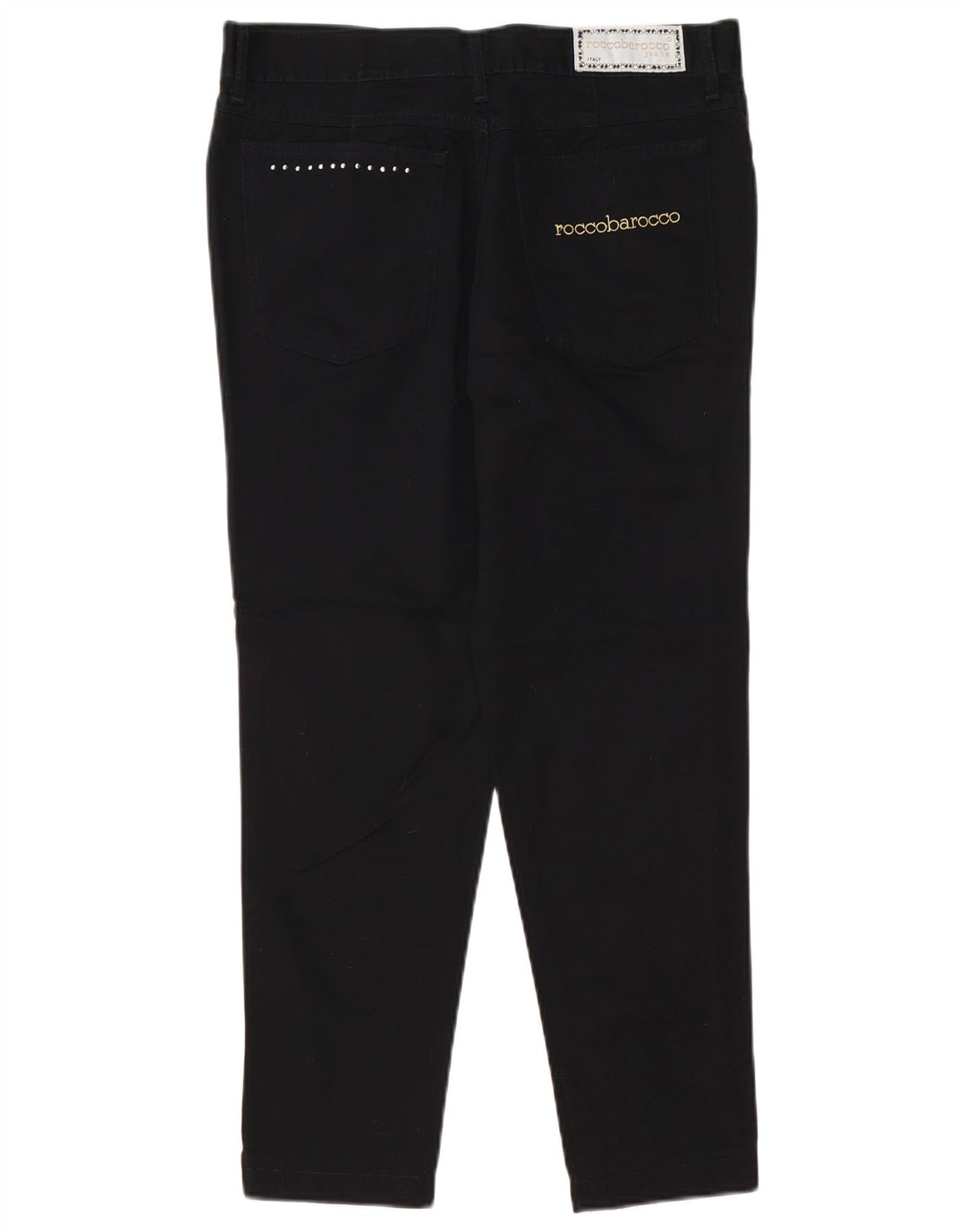 ROCCOBAROCCO Jeans femininos cortados slim IT 48 XL W34 L25 algodão preto