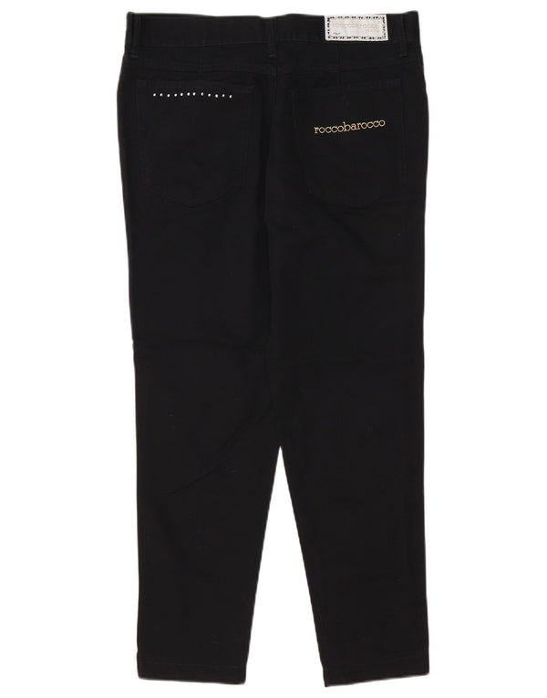 ROCCOBAROCCO Jeans femininos cortados slim IT 48 XL W34 L25 algodão preto