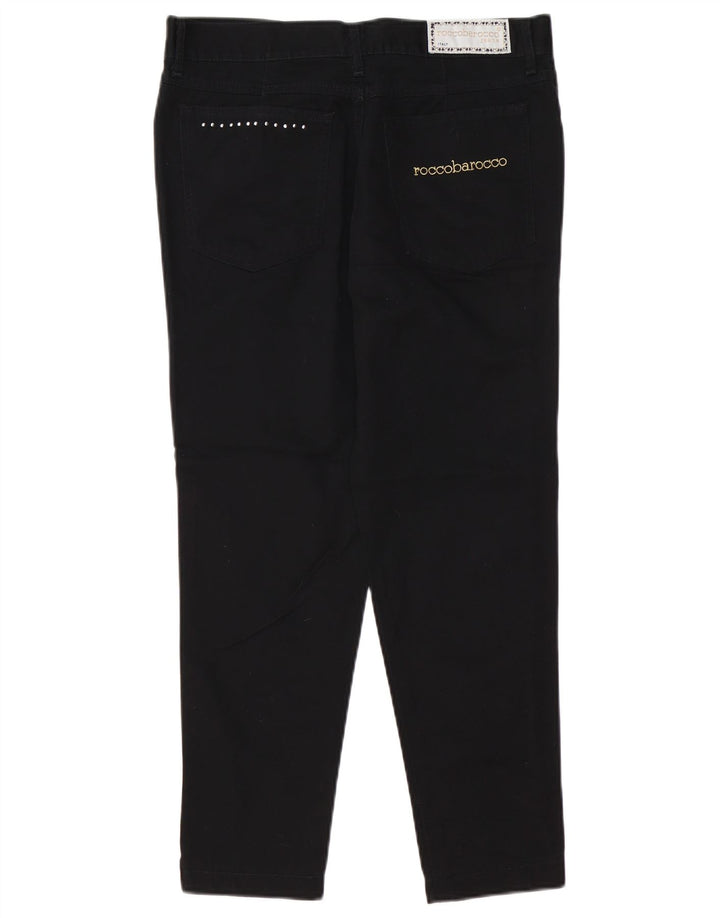 ROCCOBAROCCO Jeans femininos cortados slim IT 48 XL W34 L25 algodão preto