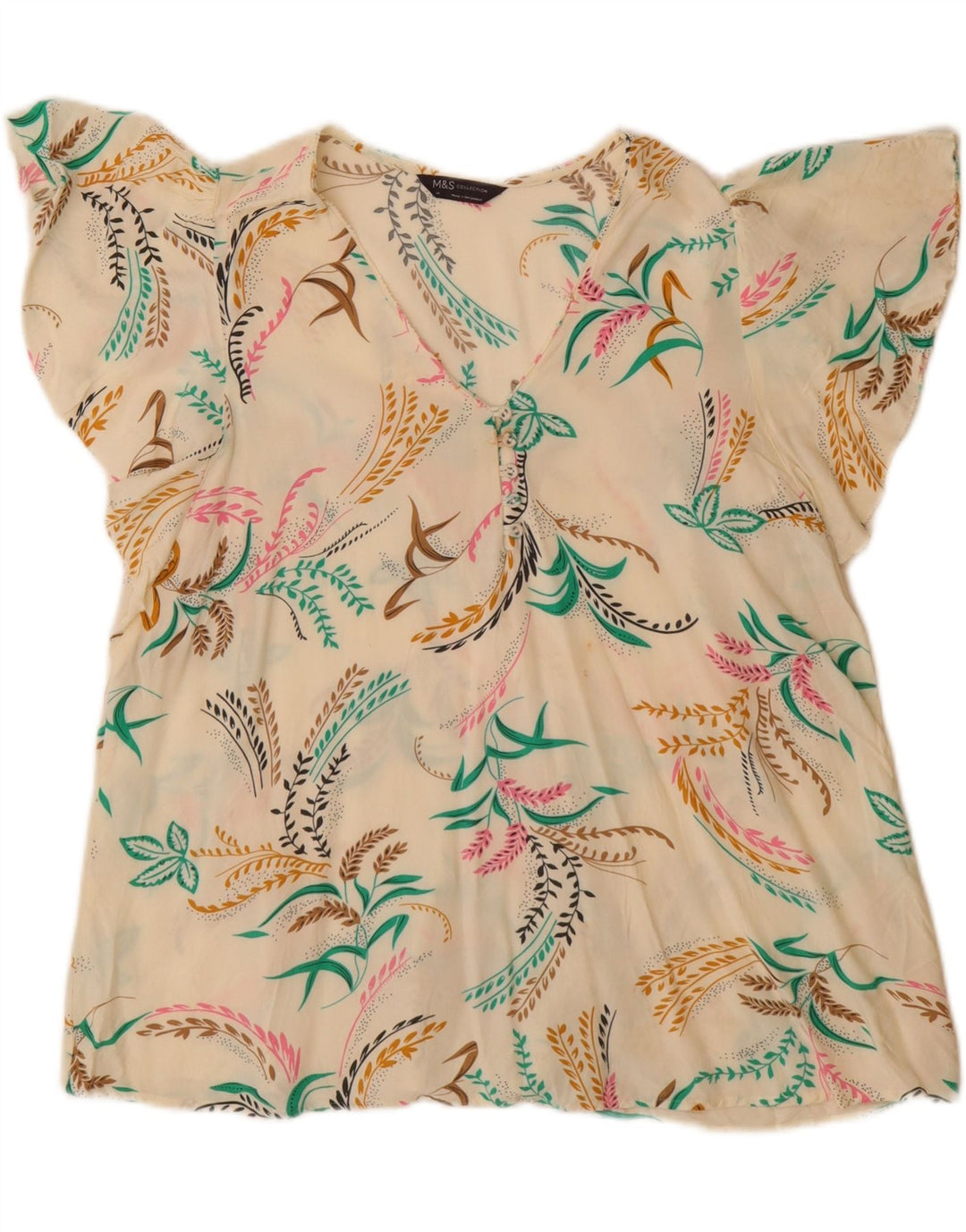Blusa feminina Marks & Spencer UK 14 grande off white floral