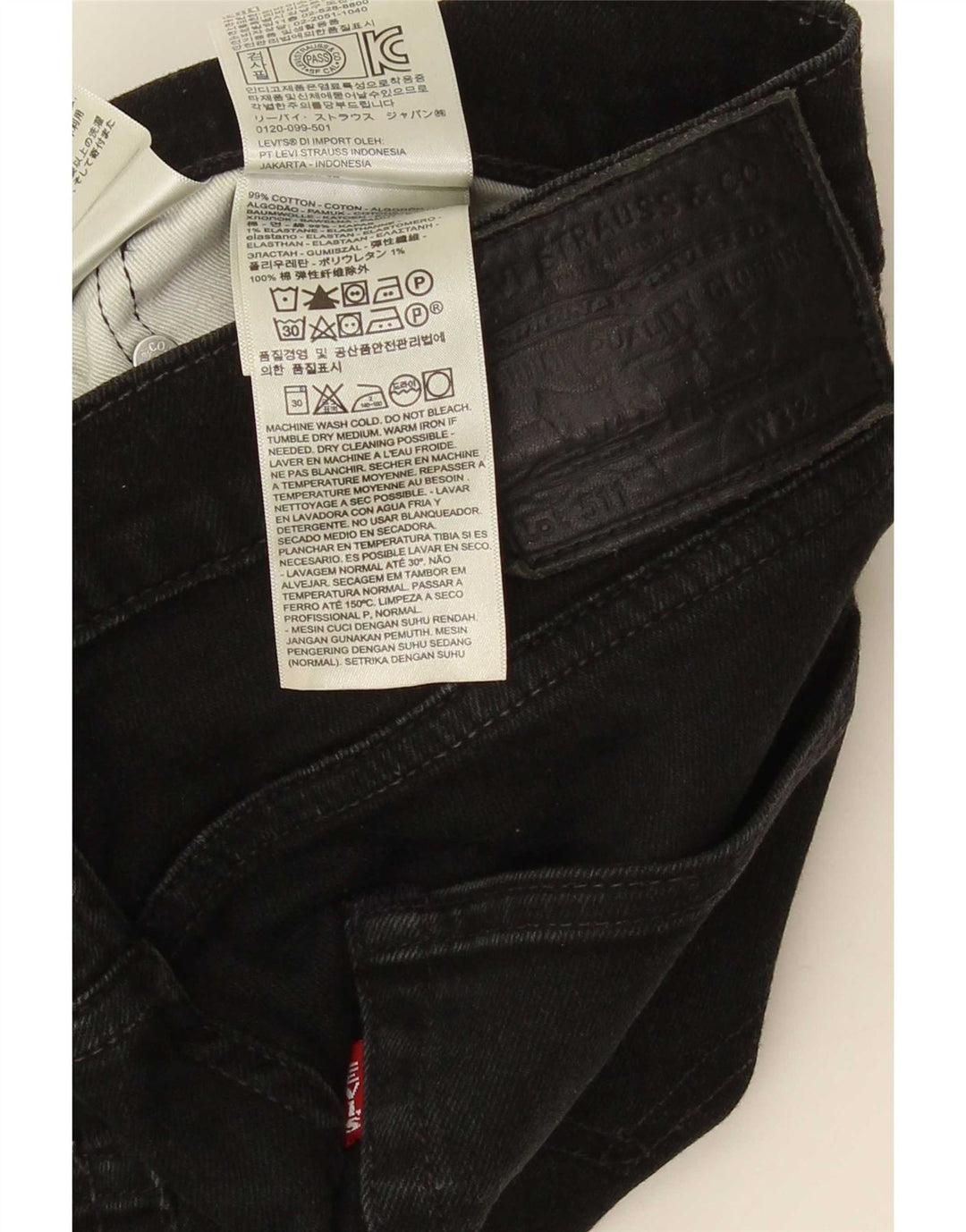 Levi's Masculino 511 Slim Jeans W32 L32 Algodão Preto