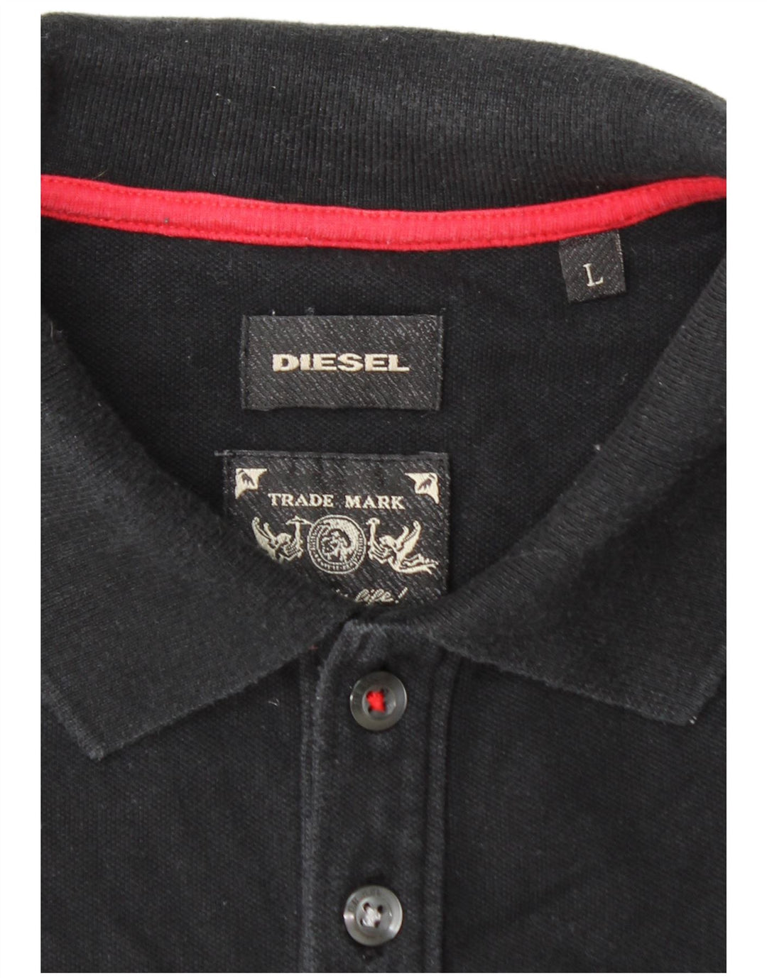 Camisa polo masculina DIESEL grande algodão preto