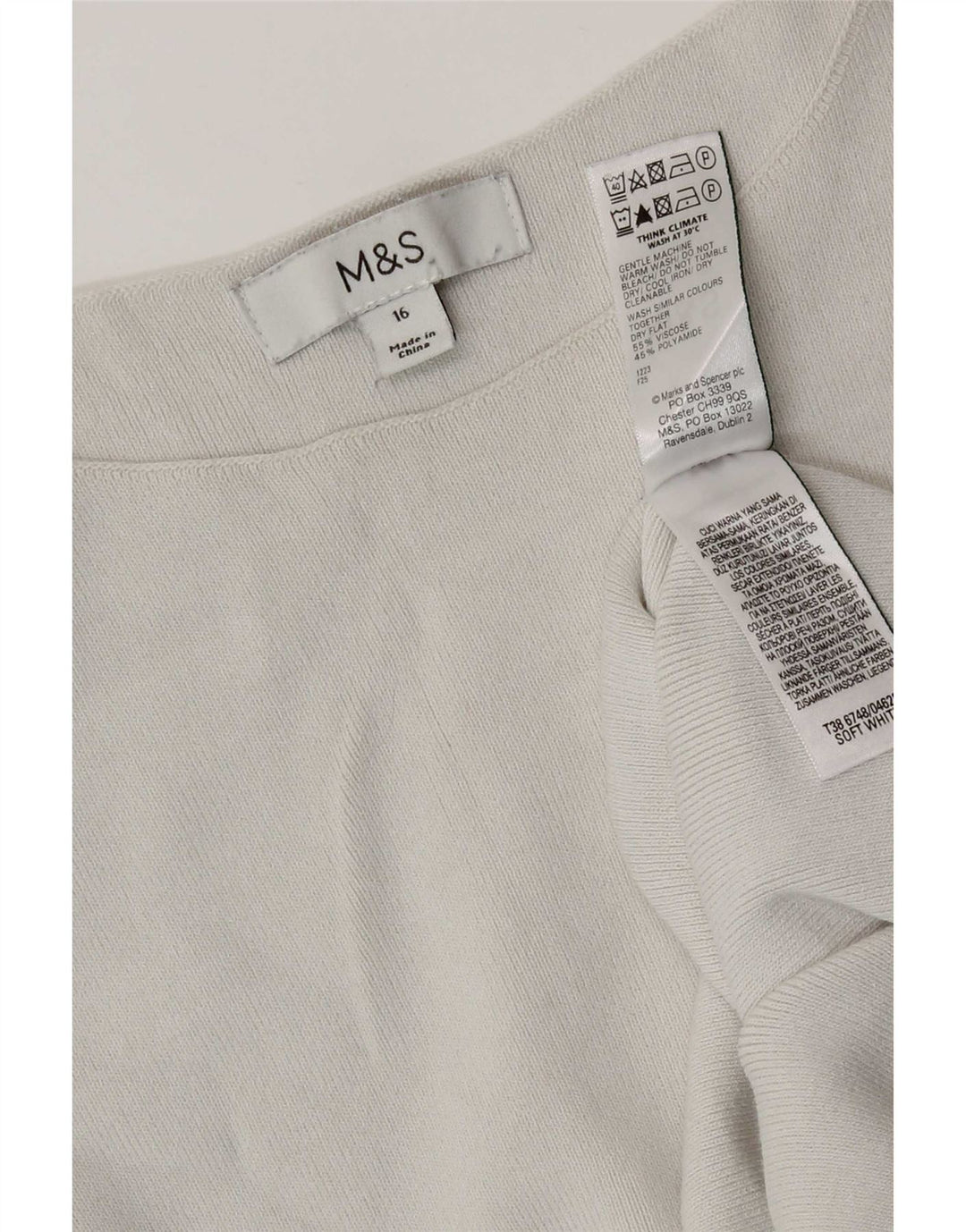 Colete feminino Marks & Spencer UK 16 grande viscose esbranquiçada