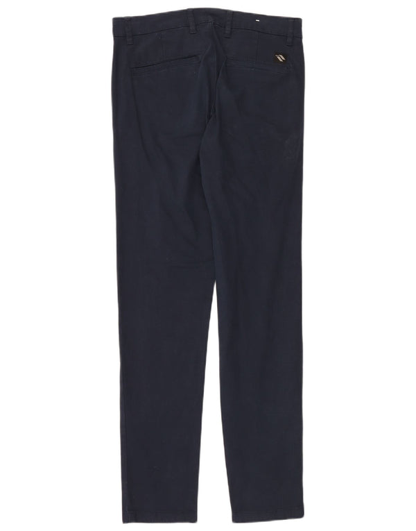 Zara Mens Slim Chino Calças EU 38 Pequeno W30 L30 Azul Marinho Algodão