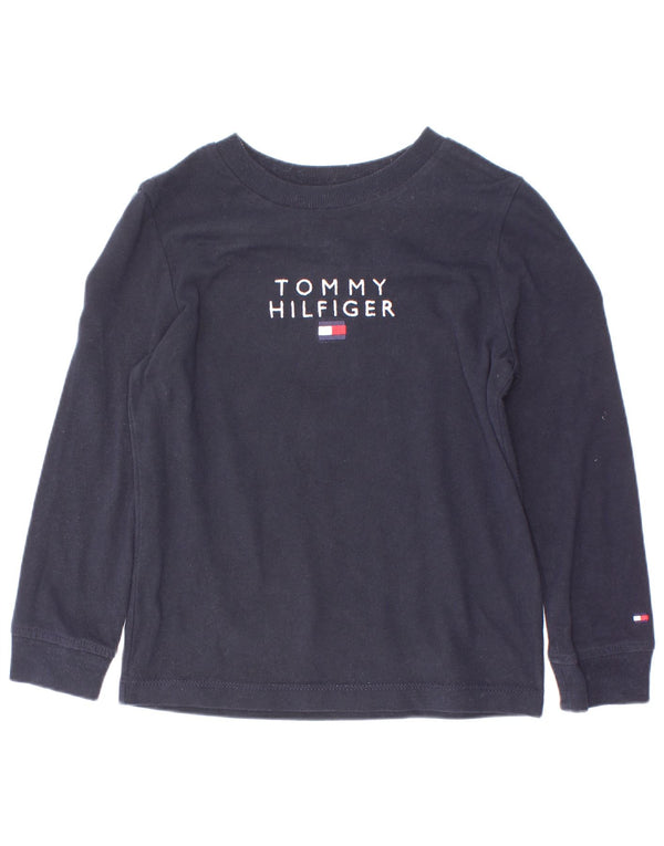 Tommy Hilfiger Boys Graphic Top manga comprida 4-5 anos azul marinho algodão