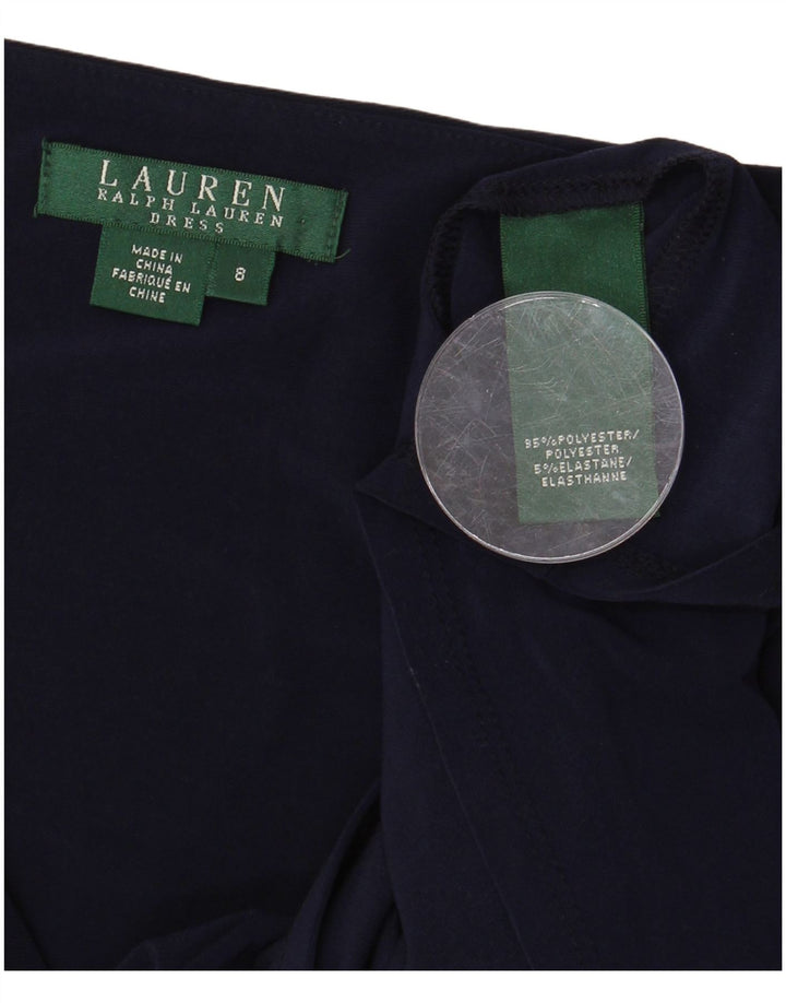 Ralph Lauren vestido bodycon feminino US 8 médio azul marinho poliéster