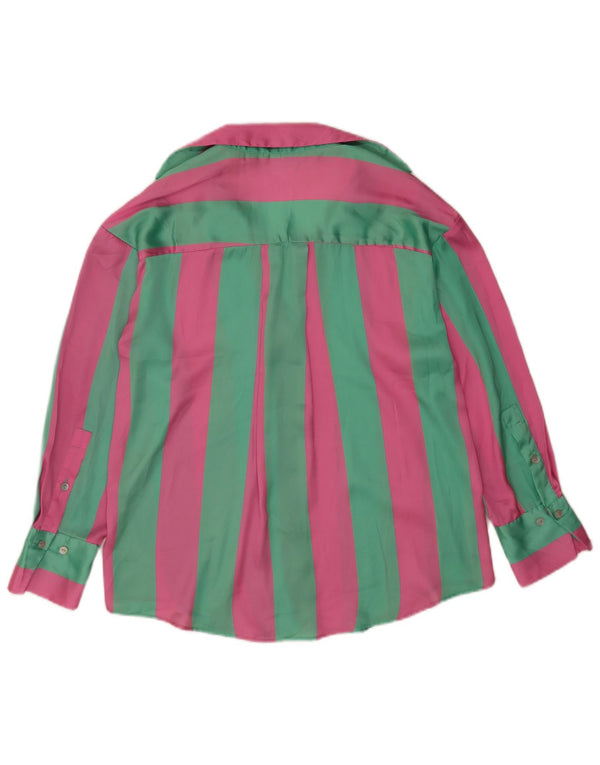 Zara blusa feminina oversized UK 6 XS rosa listrada