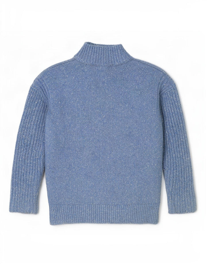 Suéter feminino Marks & Spencer com gola tartaruga Reino Unido 14 médio azul manchado