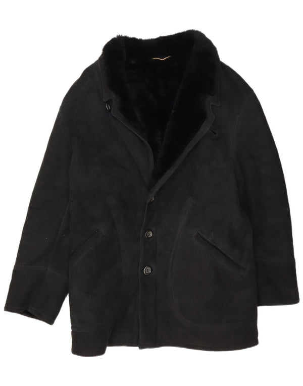 Sobretudo masculino de shearling VINTAGE IT 48 Shearling preto médio