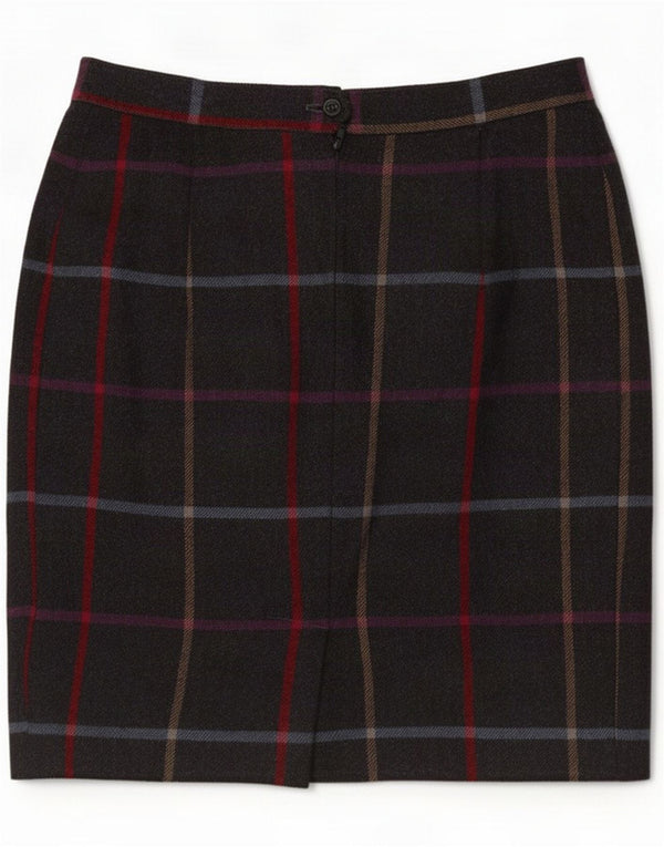 Saia lápis feminina vintage médio W28 xadrez cinza