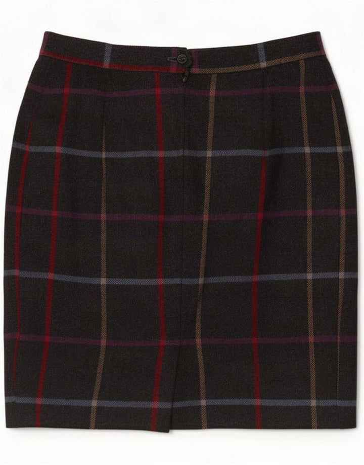 Saia lápis feminina vintage médio W28 xadrez cinza