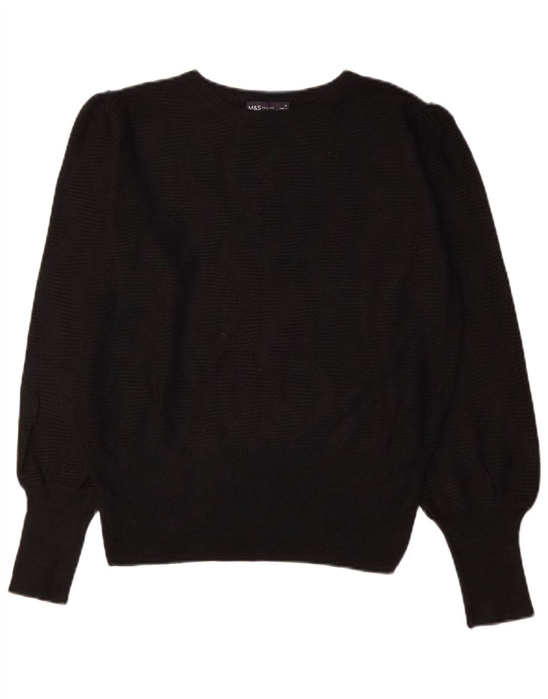 Suéter feminino Marks & Spencer com gola canoa e viscose preta média Reino Unido 14