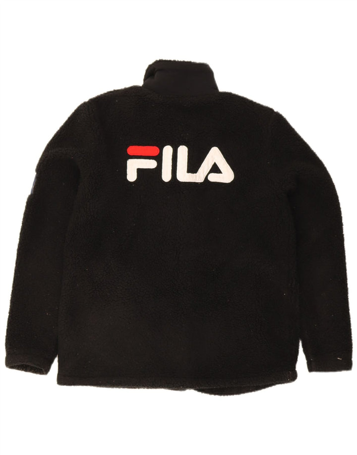 Jaqueta feminina Fila Graphic Fleece UK 10 pequena poliéster preta