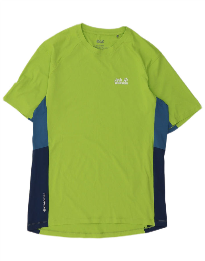 Camiseta masculina Jack Wolfskin top pequeno verde colorblock poliéster