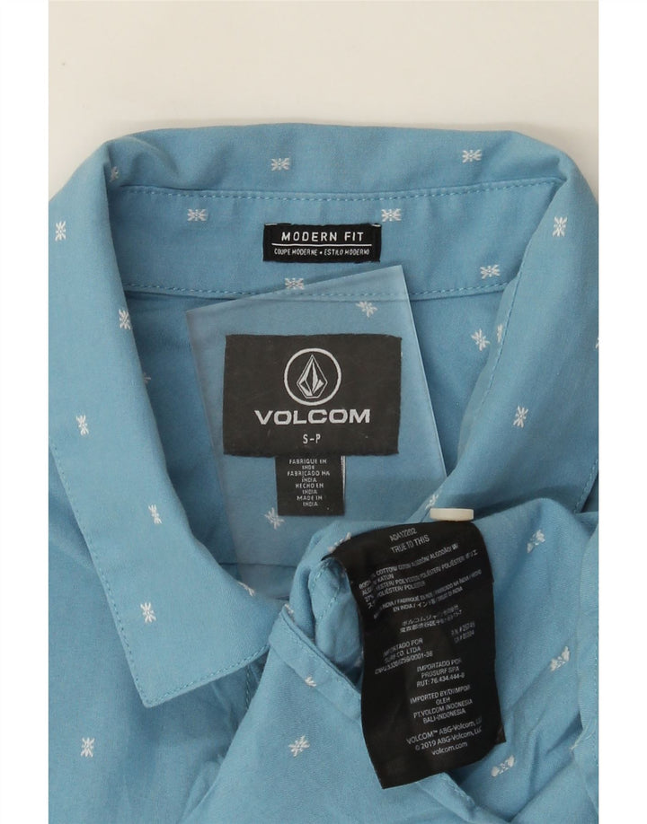 Camisa masculina de manga curta Modern Fit da Volcom, algodão manchado azul pequeno