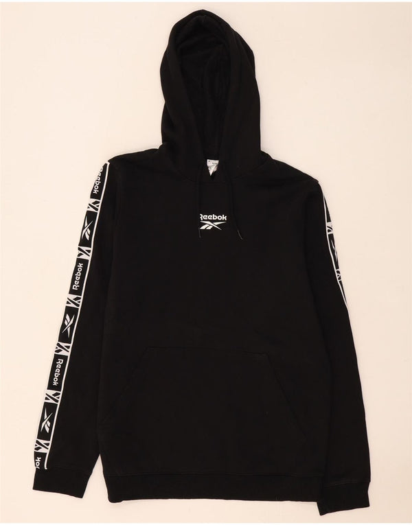 Reebok Mens Graphic Hoodie Jumper Grande Algodão Preto