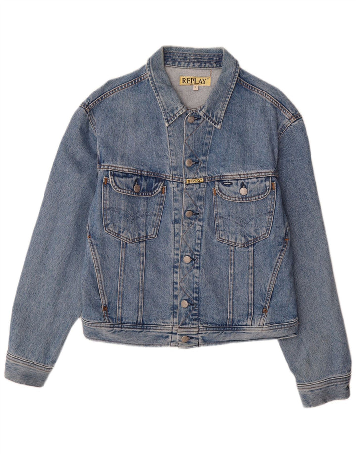 Jaqueta jeans masculina Replay UK 40 grande algodão azul