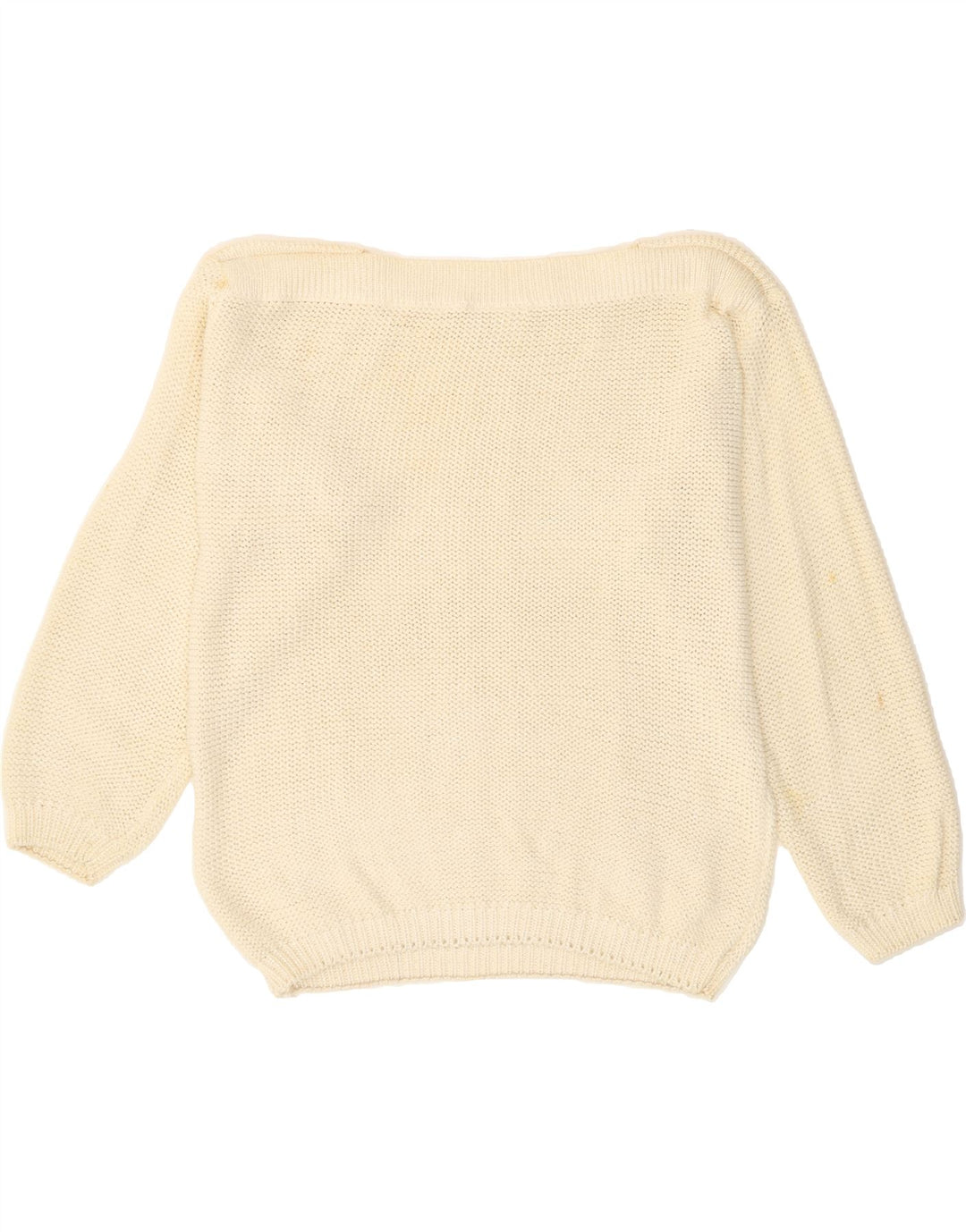 VINTAGE Womens Boat Neck Jumper Sweater EU 42/44 Large Off White Cotton Vintage Vintage and Second-Hand Vintage from Messina Hembry 