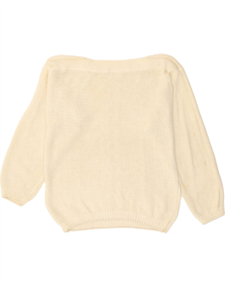 VINTAGE Womens Boat Neck Jumper Sweater EU 42/44 Large Off White Cotton Vintage Vintage and Second-Hand Vintage from Messina Hembry 