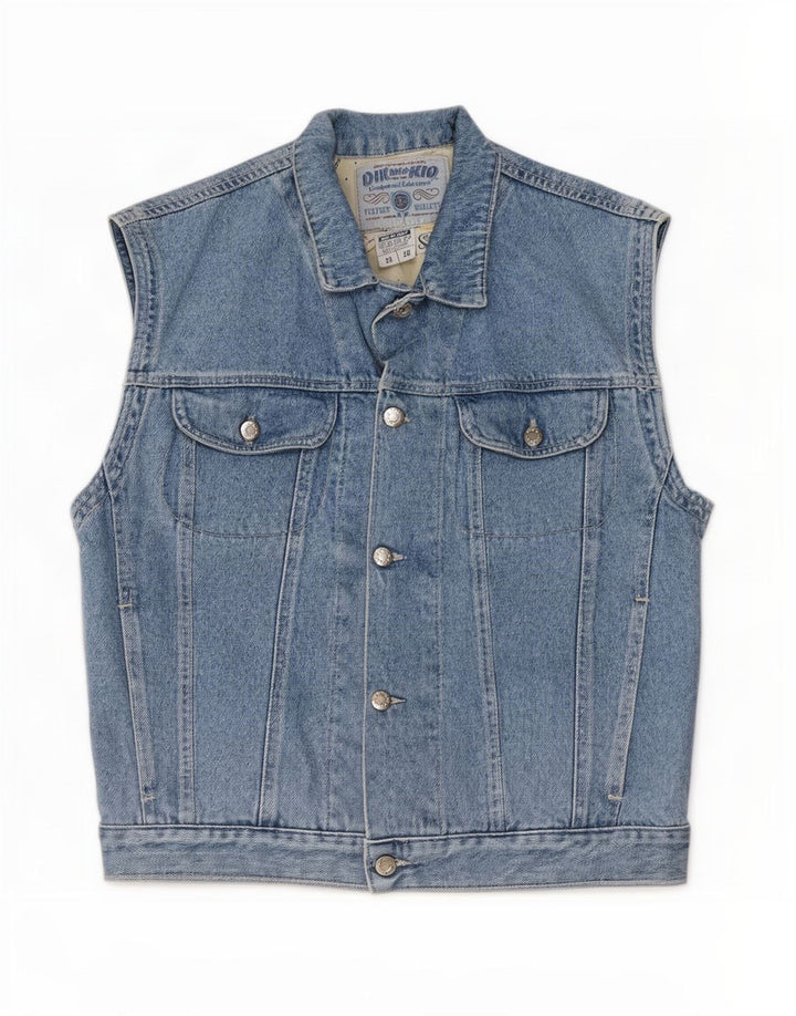 Colete jeans masculino vintage IT 46 algodão azul pequeno