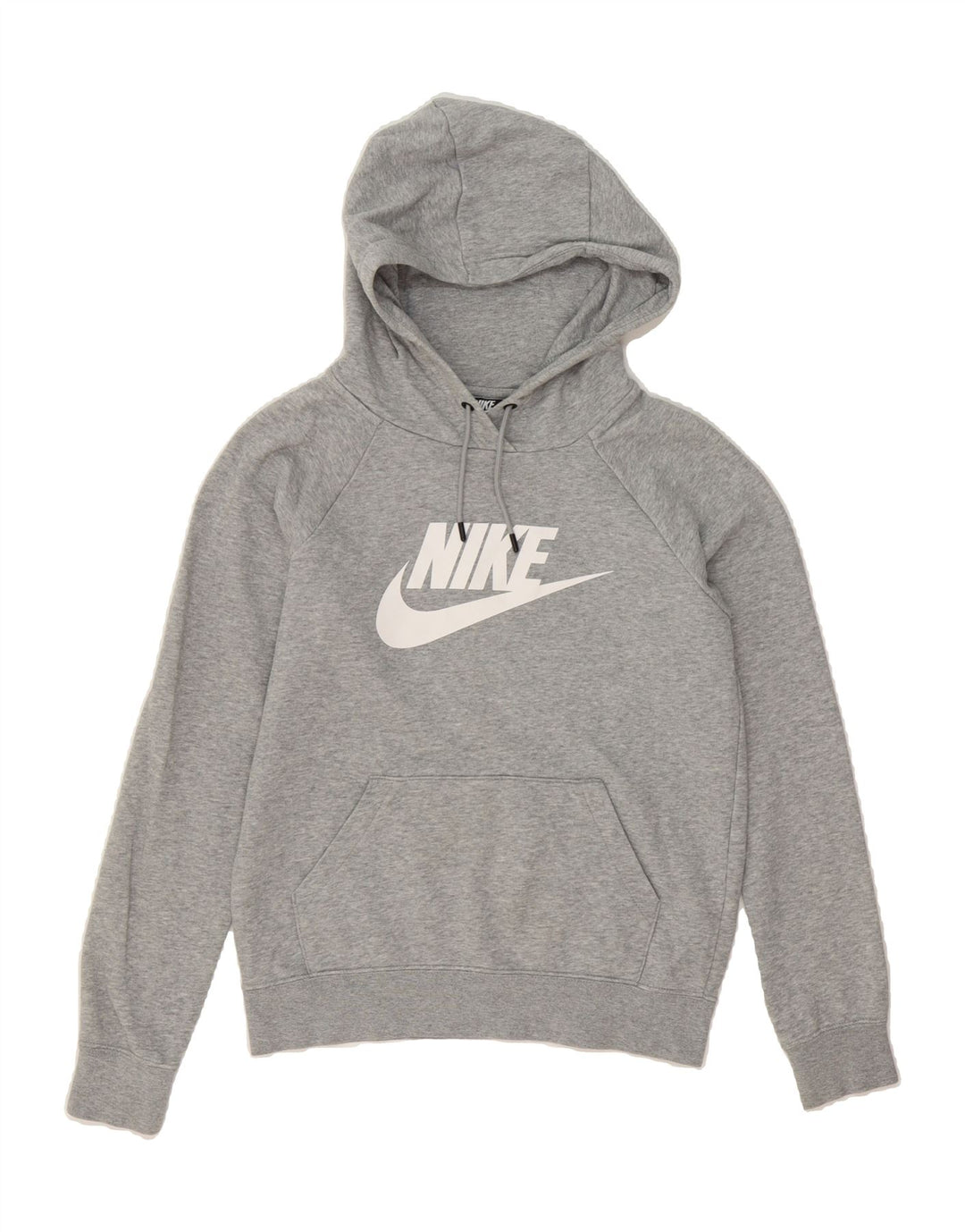 NIKE Womens Oversized Graphic Hoodie Jumper UK 6 XS Grey Cotton Vintage Nike and Second-Hand Nike from Messina Hembry 