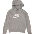 NIKE Womens Oversized Graphic Hoodie Jumper UK 6 XS Grey Cotton Vintage Nike and Second-Hand Nike from Messina Hembry 