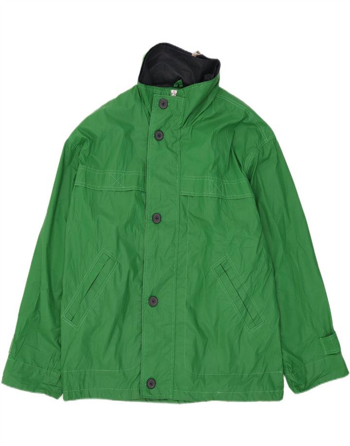 Jaqueta utilitária com capuz masculina vintage UK 42 XL poliéster verde