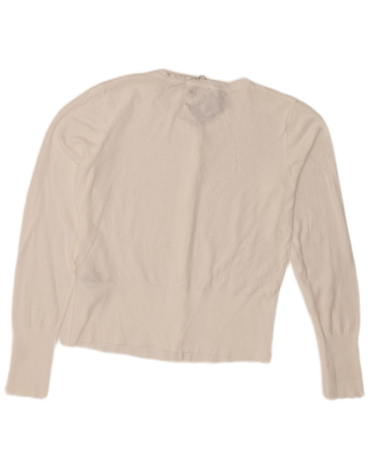 Oasis Womens Crop Bolero Jumper UK 12 Médio Algodão Branco