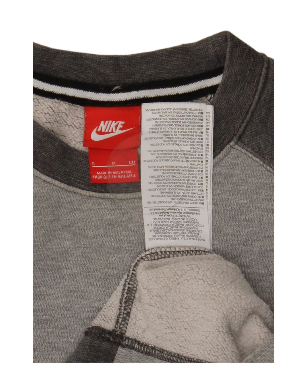 Moletom masculino Nike Jumper pequeno cinza colorblock algodão