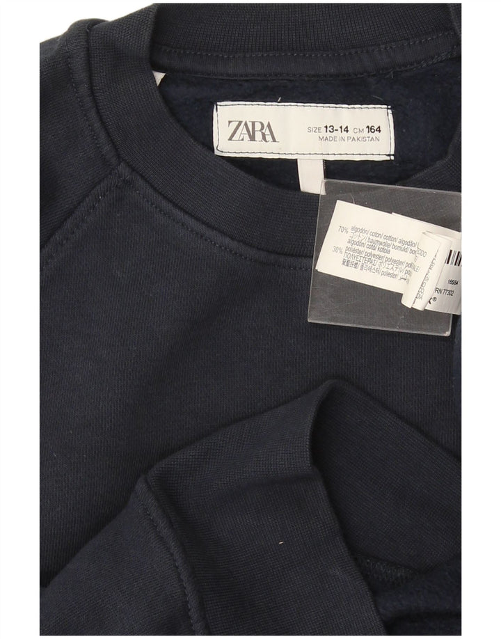 Zara Boys Sweatshirt Jumper 13-14 Anos Azul Marinho Algodão