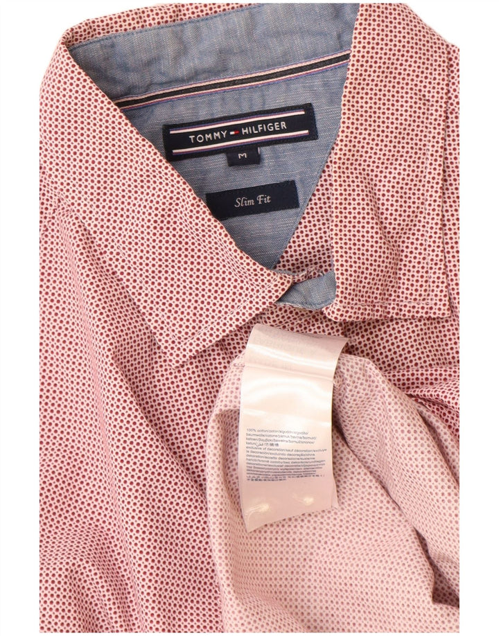 Camisa masculina Tommy Hilfiger Slim Fit médio algodão manchado vermelho