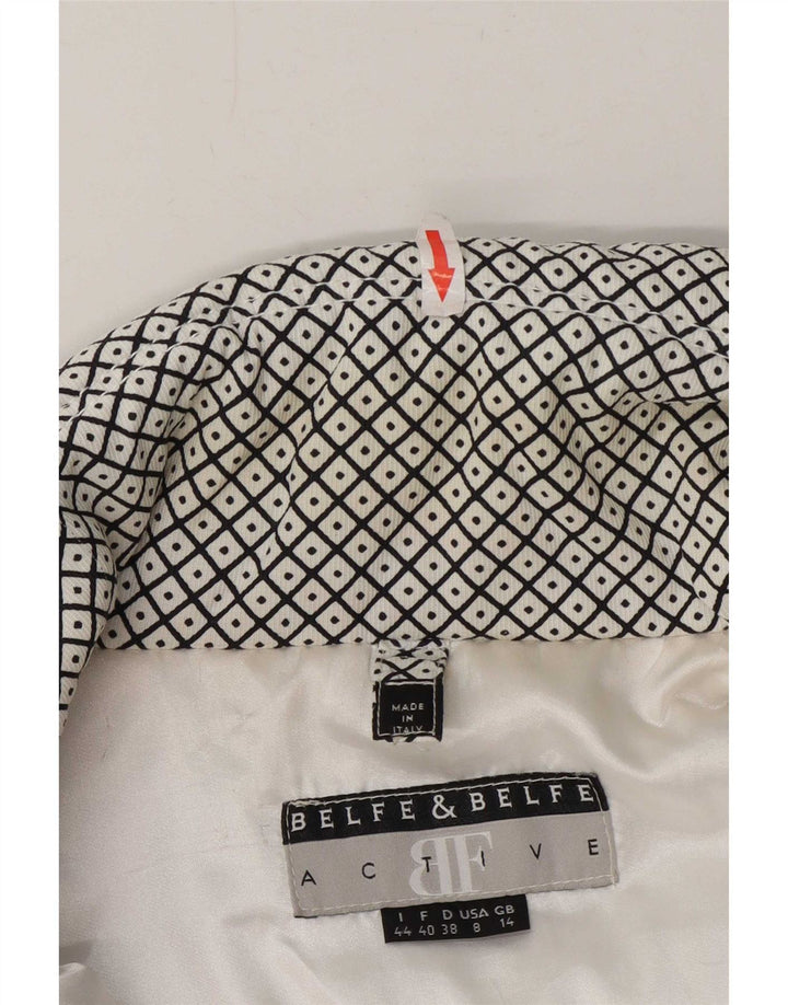 Belfe & Womens Oversized Windbreaker Jacket UK 14 Grande Branco Geométrico