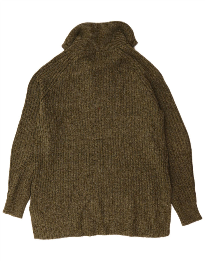 Suéter masculino Marks & Spencer com zíper e gola média acrílico cáqui