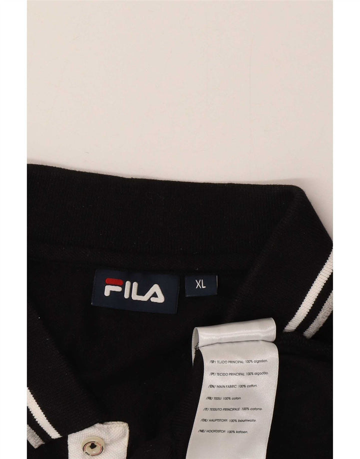 Camisa polo masculina Fila XL preta listrada de algodão
