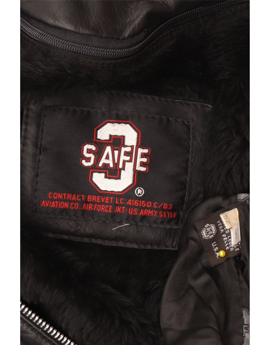 Jaqueta de aviador de vôo de couro masculino vintage IT 52 XL Exército de couro preto