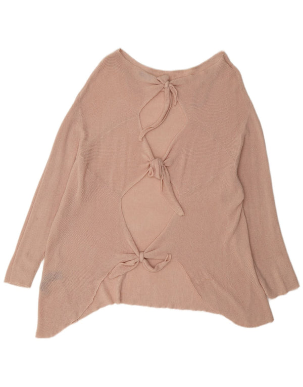 Top feminino Zara manga comprida UK 16 grande rosa nylon