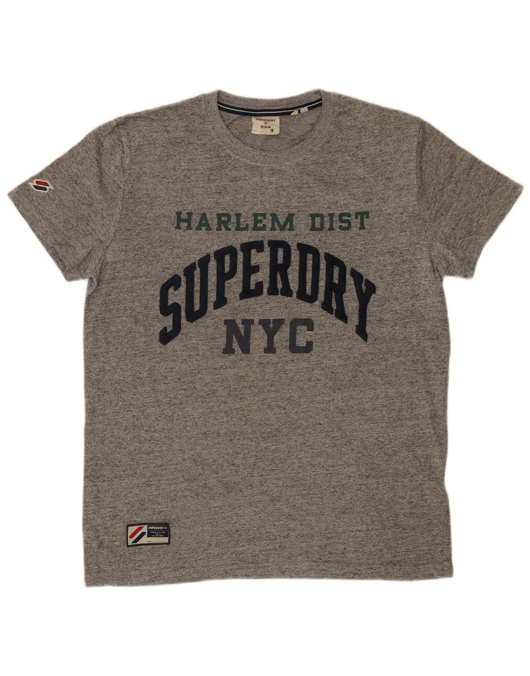 Camiseta gráfica masculina Superdry Top algodão manchado cinza médio