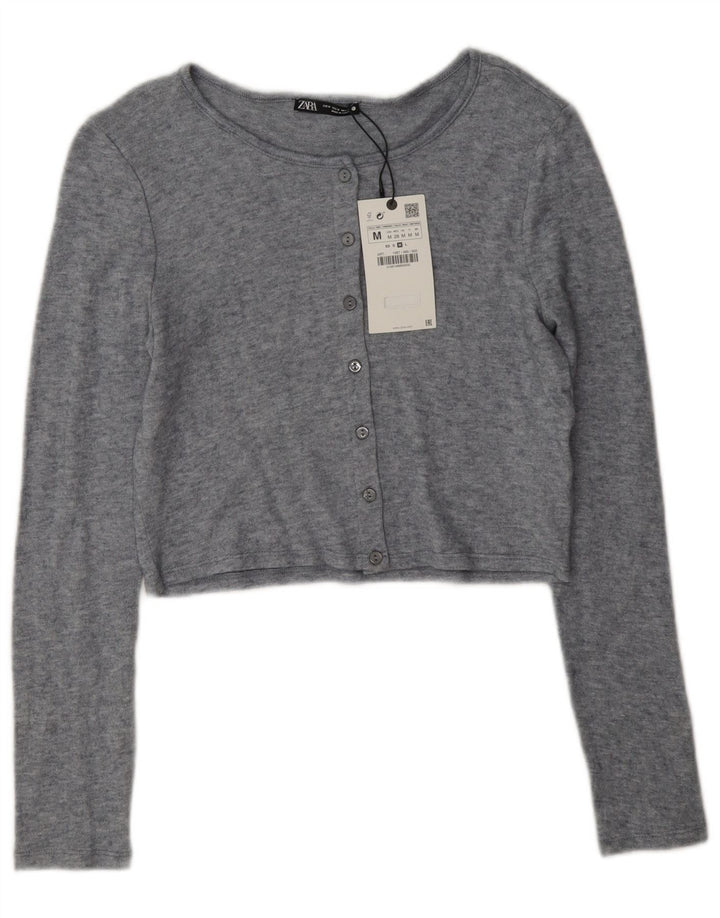Zara Womens Crop Top UK 14 Viscose cinza médio