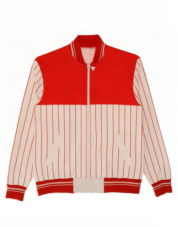 Jaqueta de treino masculina vintage grande listrada vermelha