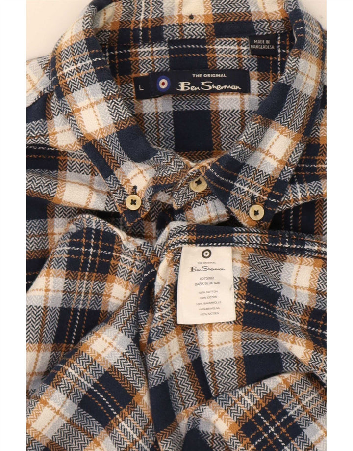 Camisa masculina de flanela Ben Sherman grande xadrez azul