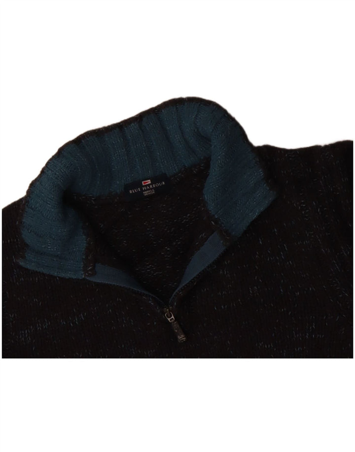 Suéter masculino MARKS & SPENCER Blue Harbor com zíper e gola grande azul marinho